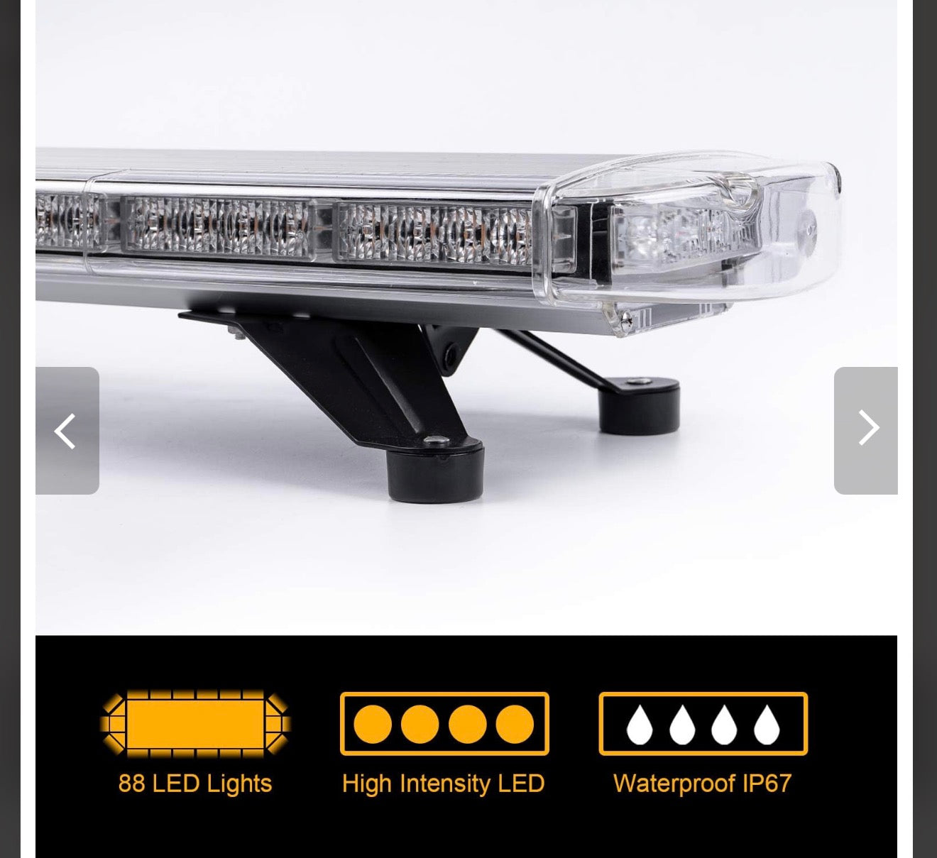 1200mm LED Emergency Light Bar 12V/24V – 88 LED Amber Warning Beacon with 15 Flash Modes