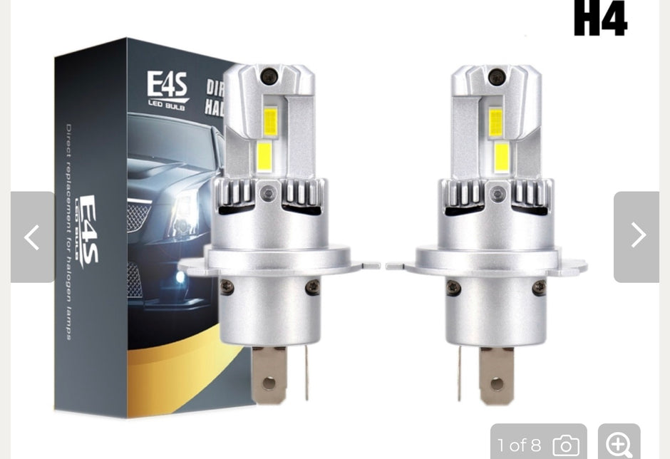 E4P H4 LED Headlight Bulb Set (Pair) – 6500K White | Mini Design | Plug & Play