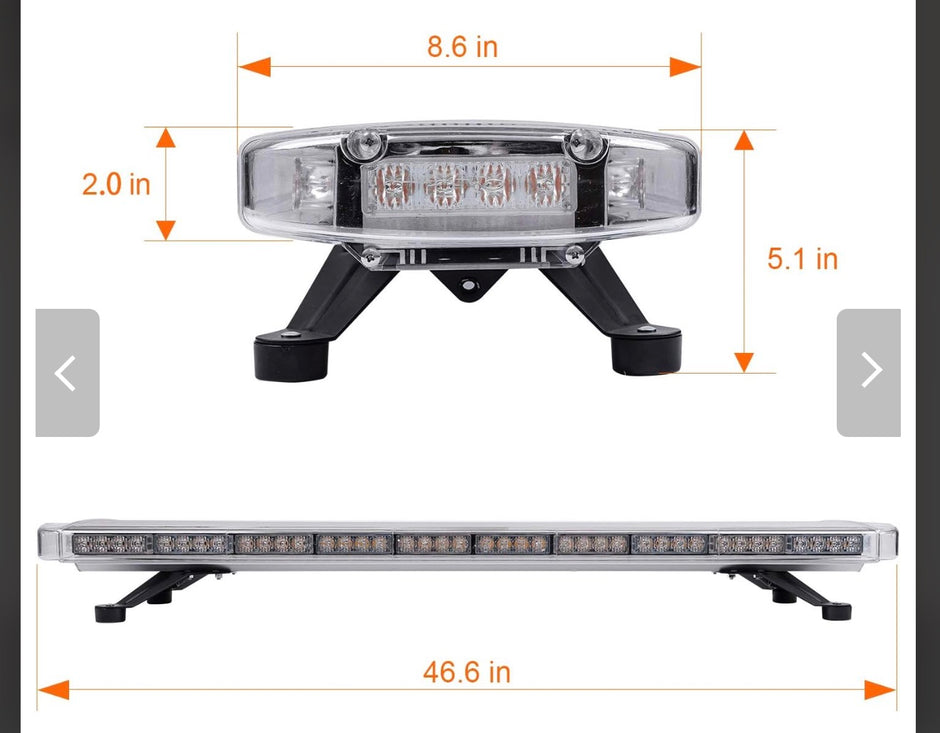 1200mm LED Emergency Light Bar 12V/24V – 88 LED Amber Warning Beacon with 15 Flash Modes