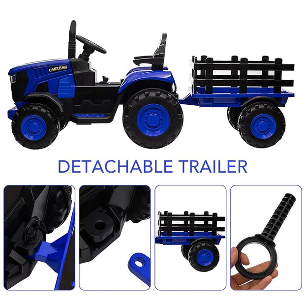 Get farming fun with the Onyx Kids 12V Ride-On Tractor & Trailer! Twin motors, LED lights, MP3 player & parental remote – perfect for little farmers.