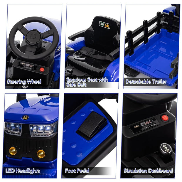 Get farming fun with the Onyx Kids 12V Ride-On Tractor & Trailer! Twin motors, LED lights, MP3 player & parental remote – perfect for little farmers.