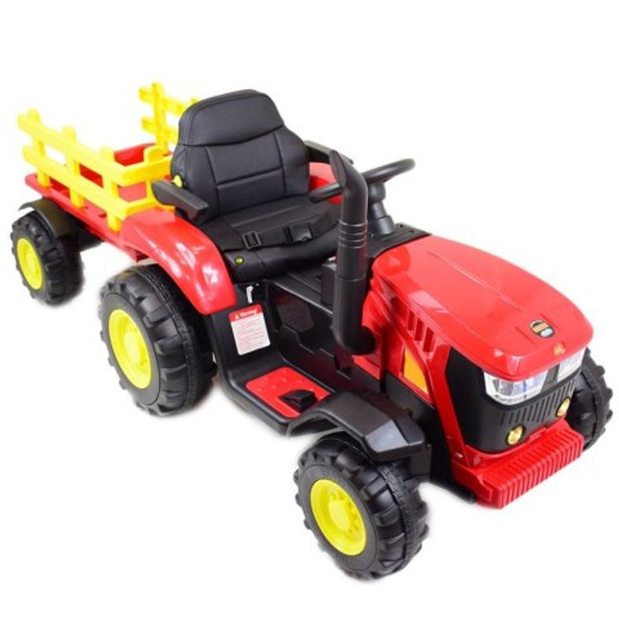 Onyx Kids 12V Ride-On Tractor with Trailer – RED Farm Master Edition