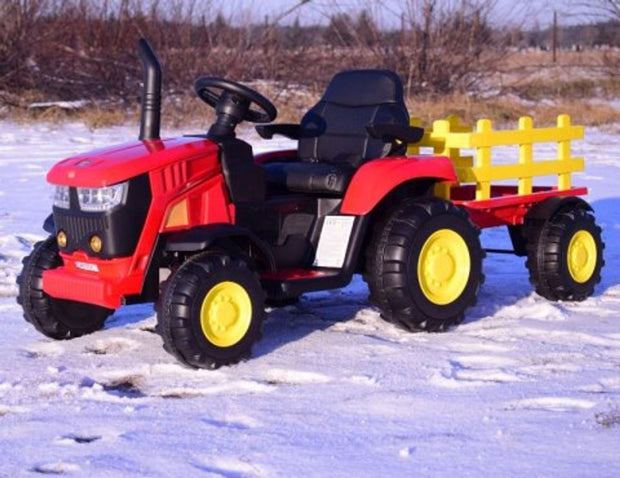Onyx Kids 12V Ride-On Tractor with Trailer – RED Farm Master Edition