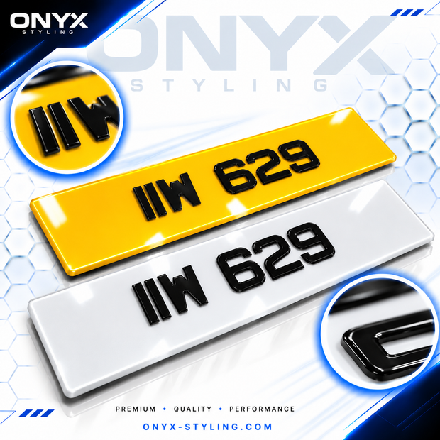 3D GEL 50mm METRO STYLE NUMBER PLATES UK GLOSS BLACK New