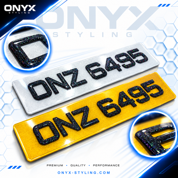 3D GEL 50mm GLITTER METRO STYLE NUMBER PLATES UK