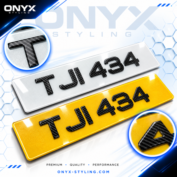 3D GEL METRO STYLE NUMBER PLATES UK CARBON FIBRE