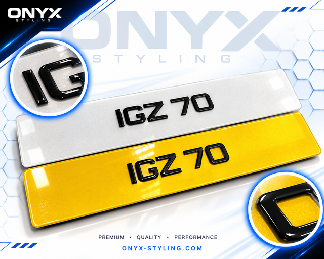 3D GEL 40mm METRO STYLE NUMBER PLATES UK GLOSS BLACK