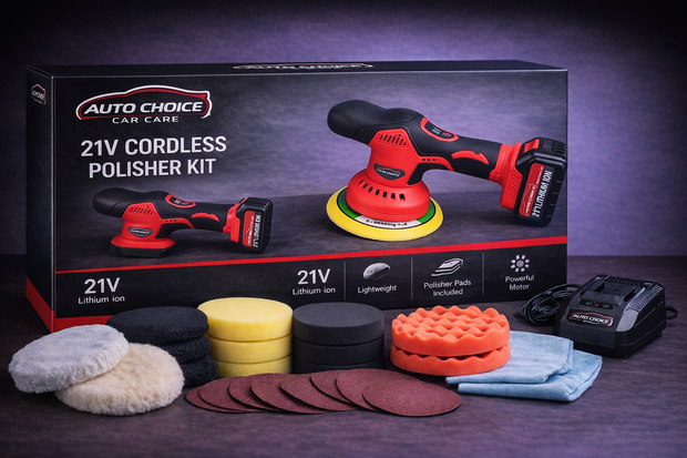 AUTO CHOICE Lithium 21V CORDLESS POLISHER KIT 19pc Kit