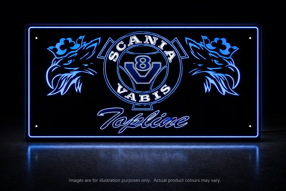 STYLE 10 SCANIA VABIS GRIFFIN PERSONALISED LED LIGHT TRUCK BOARD 2 COLOUR RGB CHANGABLE