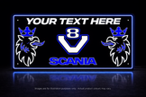 STYLE 14 SCANIA V8 TWIN COLOUR LED PLEXI BOARD WITH GLOSS BLACK FRAME4 Colour Changing Panel