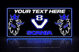 STYLE 14 SCANIA V8 TWIN COLOUR LED PLEXI BOARD WITH GLOSS BLACK FRAME Colour Changing Panel