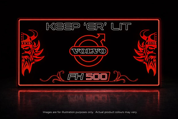 STYLE 15 VOLVO FH PERSONALISED OUTLINE TEXT LED LIGHT TRUCK BOARD 2 COLOUR PANEL VIKINGS