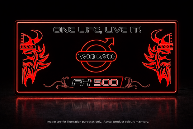 STYLE 17 VOLVO PERSONALISED OUTLINE TEXT LED LIGHT TRUCK BOARD 2 COLOUR PANEL RGB ONE LIFE LIVE IT