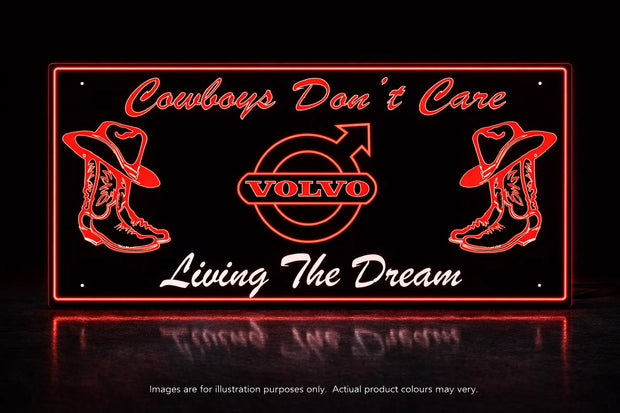 STYLE 19 VOLVO COW BOYS DONT CARE TWIN COLOUR LED PLEXI BOARD WITH GLOSS BLACK FRAME