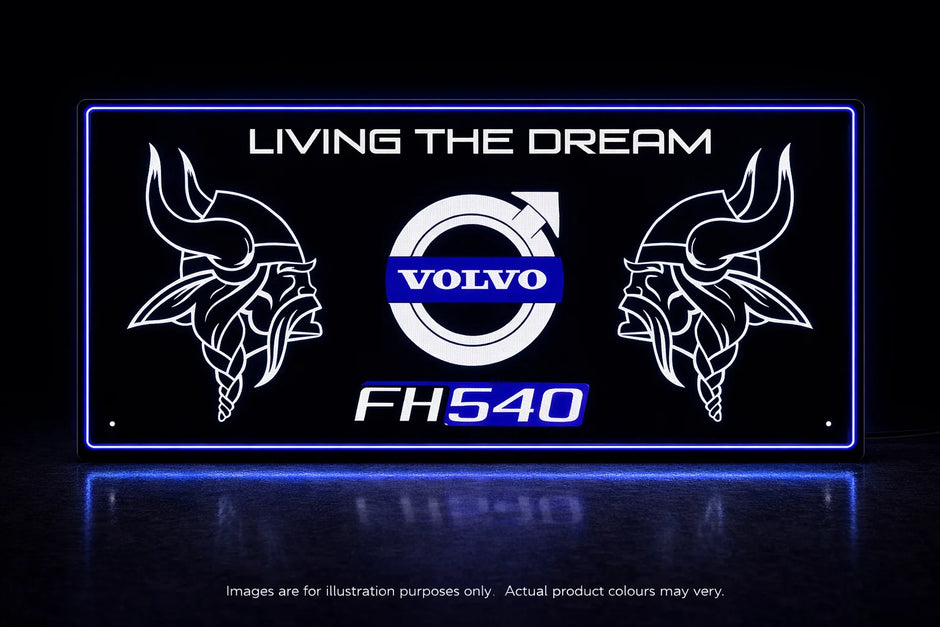 STYLE 20 VOLVO FH540 TWIN COLOUR LED PLEXI BOARD WITH GLOSS BLACK FRAME