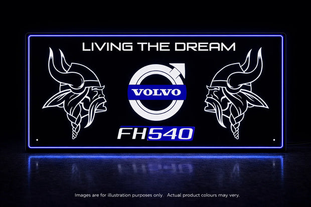 STYLE 20 VOLVO FH540 TWIN COLOUR LED PLEXI BOARD WITH GLOSS BLACK FRAME