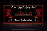STYLE 22 DAF PERSONALISED OUTLINE TEXT LED LIGHT TRUCK BOARD 2 COLOUR PANEL RGB ONE LIFE LIVE IT
