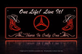 STYLE 25 MERCEDES PERSONALISED OUTLINE TEXT LED LIGHT TRUCK BOARD 2 COLOUR PANEL RGB ONE LIFE LIVE IT