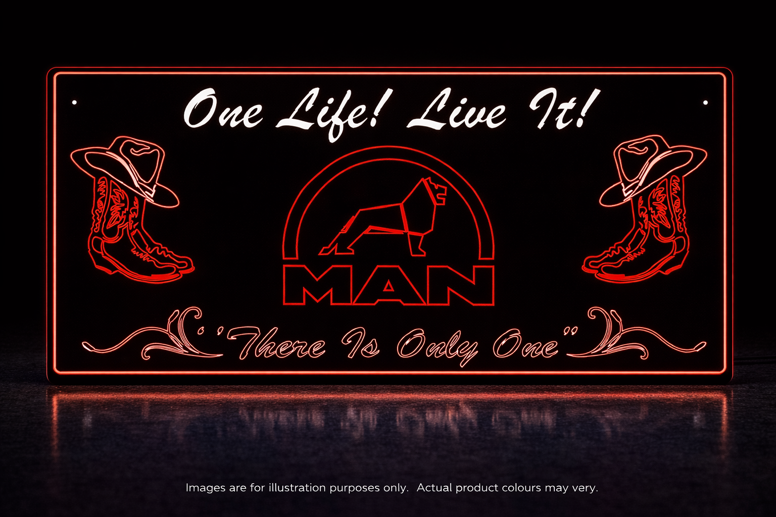 STYLE 31 MAN PERSONALISED OUTLINE TEXT LED LIGHT TRUCK BOARD 2 COLOUR PANEL RGB ONE LIFE LIVE IT