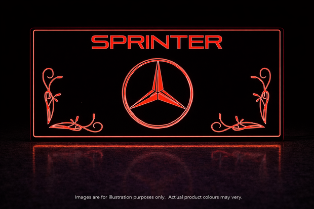 STYLE 26 MERCEDES SPRINTER VAN SWIRLS MULTIPLE COLOUR LED PLEXI BOARD WITH GLOSS BLACK FRAME