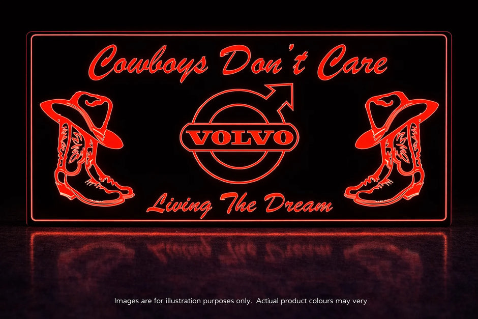 STYLE 18 VOLVO COW BOYS DONT CARE RGB LED PLEXI BOARD WITH GLOSS BLACK FRAME