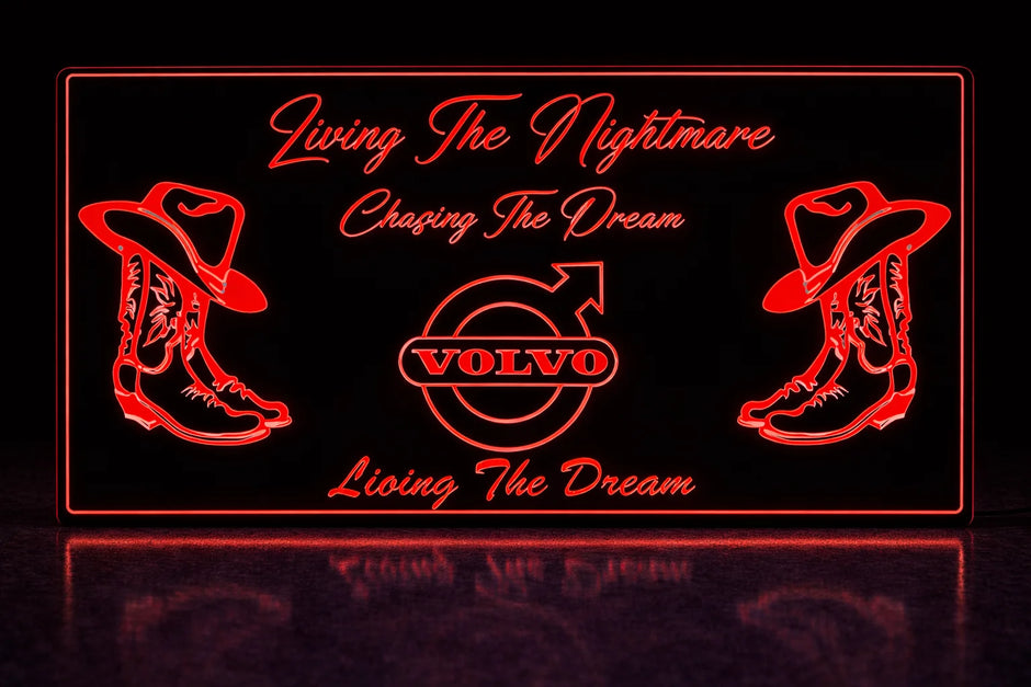 STYLE 16 VOLVO LIVING THE NIGHTMARE RGB COLOUR LED PLEXI BOARD WITH GLOSS BLACK FRAME