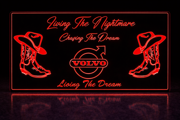 STYLE 16 VOLVO LIVING THE NIGHTMARE RGB COLOUR LED PLEXI BOARD WITH GLOSS BLACK FRAME