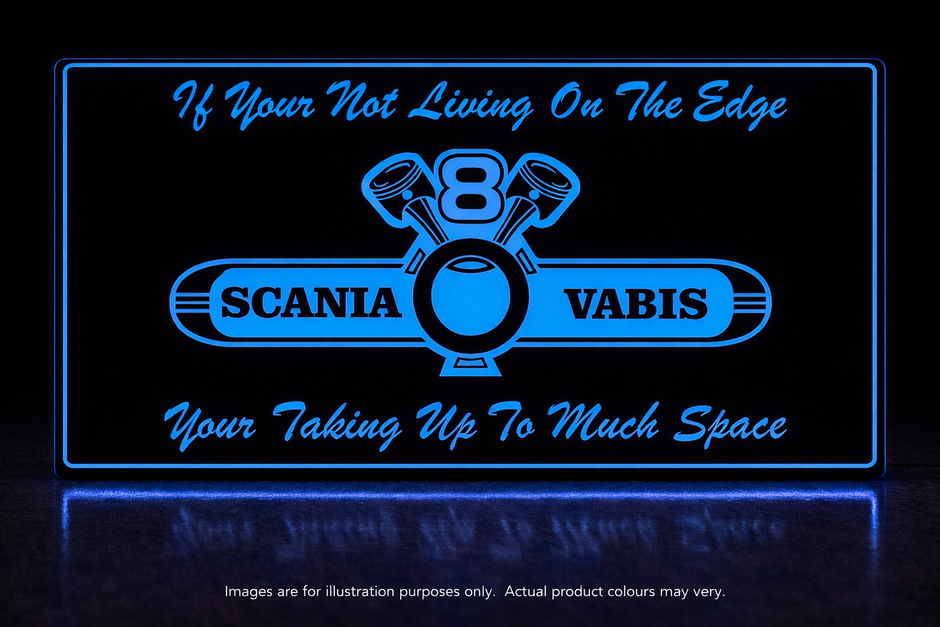 STYLE 11 SCANIA VABIS V8 MULTIPLE COLOUR LED PLEXI BOARD WITH GLOSS BLACK FRAME