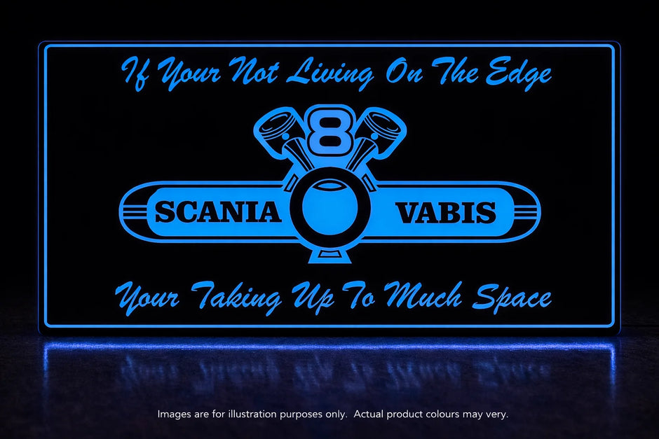 STYLE 11 SCANIA VABIS V8 RGB COLOUR LED PLEXI BOARD WITH GLOSS BLACK FRAME