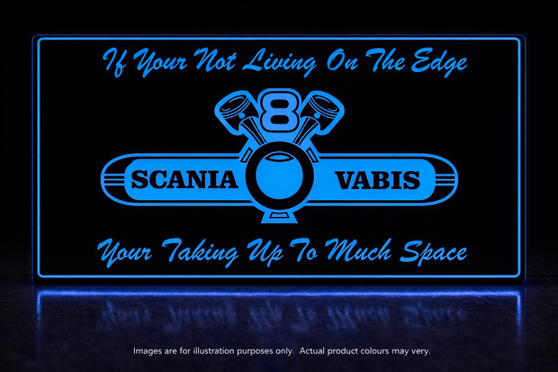 STYLE 11 SCANIA VABIS V8 MULTIPLE COLOUR LED PLEXI BOARD WITH GLOSS BLACK FRAME