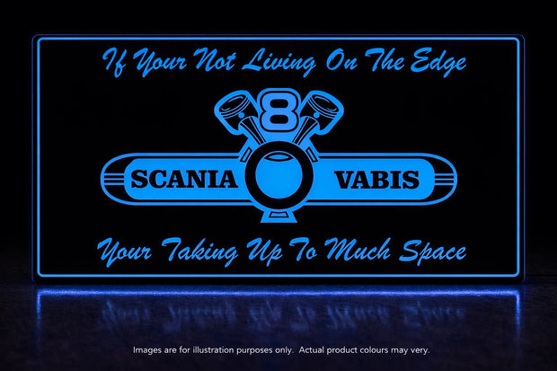 STYLE 11 SCANIA VABIS V8 RGB COLOUR LED PLEXI BOARD WITH GLOSS BLACK FRAME