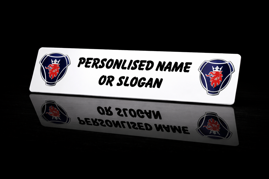 PRINTED STYLE 64 SCANIA LOGOS PERSONALISED NOVELTY PLATE