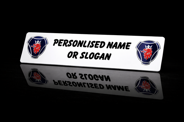PRINTED STYLE 64 SCANIA LOGOS PERSONALISED NOVELTY PLATE
