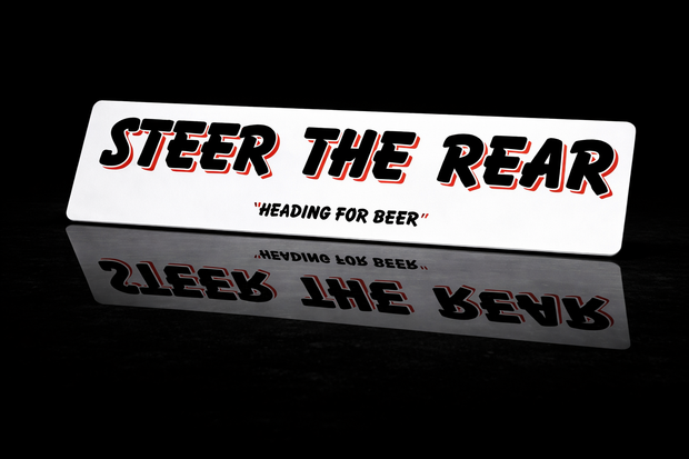 PRINTED STYLE 58 STEER THE REAR NOVELTY PLATE