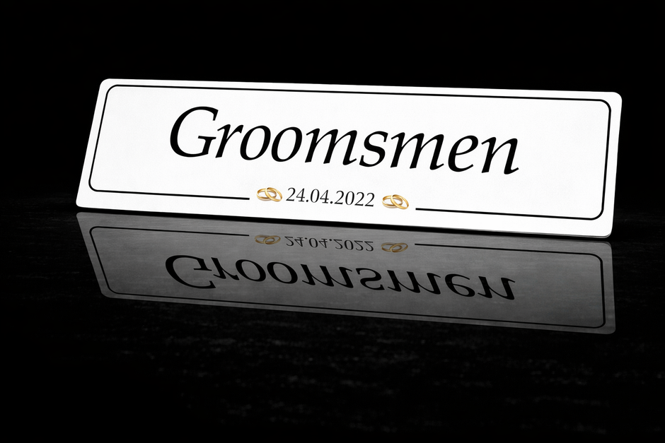 PRINTED STYLE 54 GROOMSMEN PERSONALISED NOVELTY PLATE