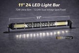 27.5cm 72W 24 LED Light Bar – Ultra Slim Single Row 12/24V Dual Voltage Spot/Flood HAL493