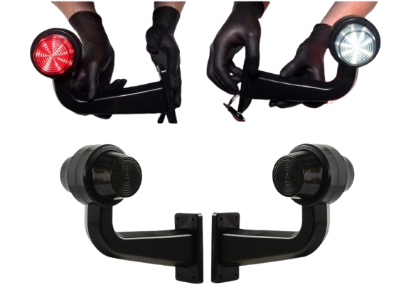 Set of 2 Smoked LED Marker Horn Lights – White/Red – 12/24V Dual Voltage MAR1003