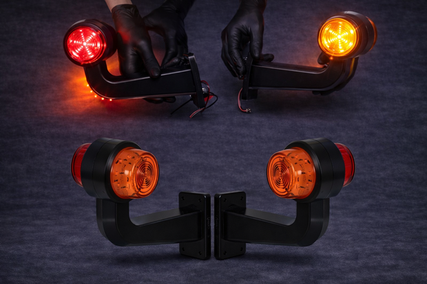 Set of 2 LED Marker Horns – Orange/Red – 12V/24V – Waterproof MAR1017