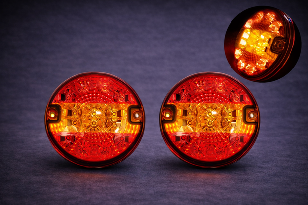 Pair LED Stop Light Set Hamburger Lights Slim design 14cm, 12V-24V ST0520