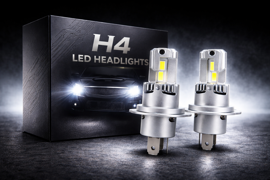E4P H4 LED Headlight Bulb Set (Pair) – 6500K White | Mini Design | Plug & Play