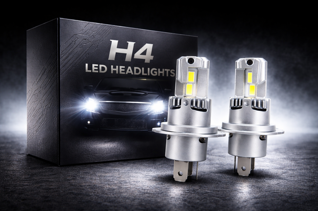 E4P H4 LED Headlight Bulb Set (Pair) – 6500K White | Mini Design | Plug & Play