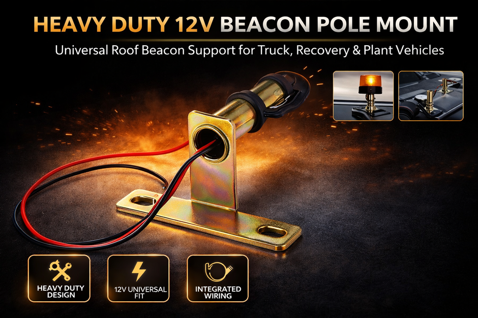 Rotating Halogen Beacon Warning Light 12V / 24V – DIN Mount Orange