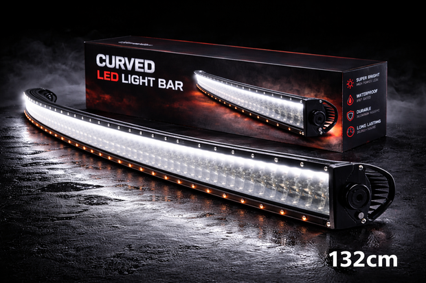 132cm Curved LED Light Bar – High Power Spot Beam | 12V–24V IP67 Waterproof