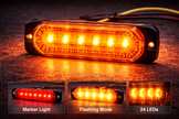 24 LED Amber Marker & Strobe Light – 12V/24V Dual Function Warning Light (13cm)