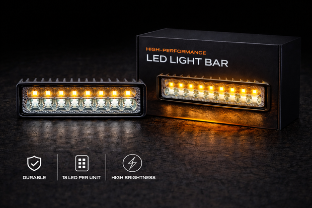 18 LED WHITE/AMBER GRILL STROBE LIGHT 12V - 80V