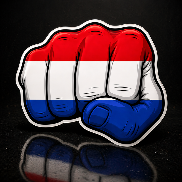Dutch Flag Fist Full Colour Sticker – 10cm