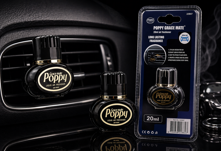 Mini Poppy Grace Mate Air Freshener – 20ML Vent Clip - NEW CAR SCENT