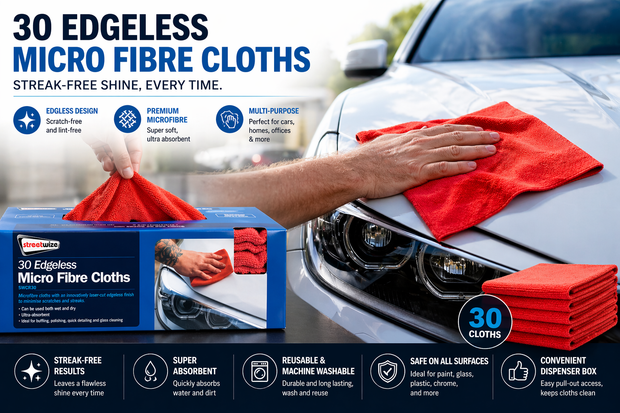 30 Edgeless Microfibre Cloths – Scratch-Free, Ultra Absorbent Car Cleaning Towels