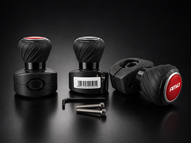 STEERING WHEEL KNOB BRANDED WITH FIXING KIT