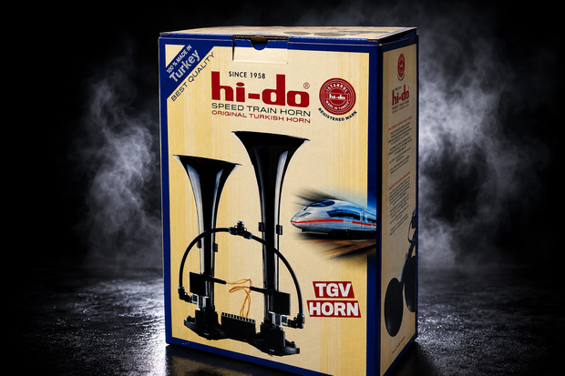 Genuine HI-DO TGV Twin Tone Air Horn 12V 135dB – Dual Trumpet Train Horn